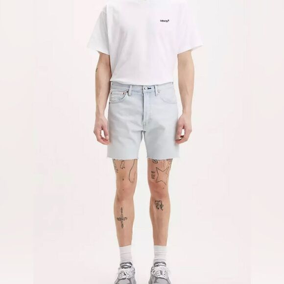 LEVI’S Premium 501® ’93 Shorts Size 28 Light Indigo Stonewashed Blue Cutoffs - Picture 3 of 6